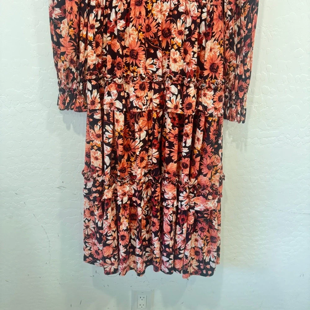 Rachel Parcell Floral Tiered Midi Dress Womens 6 Spring Easter Peasant - Picture 4 of 11